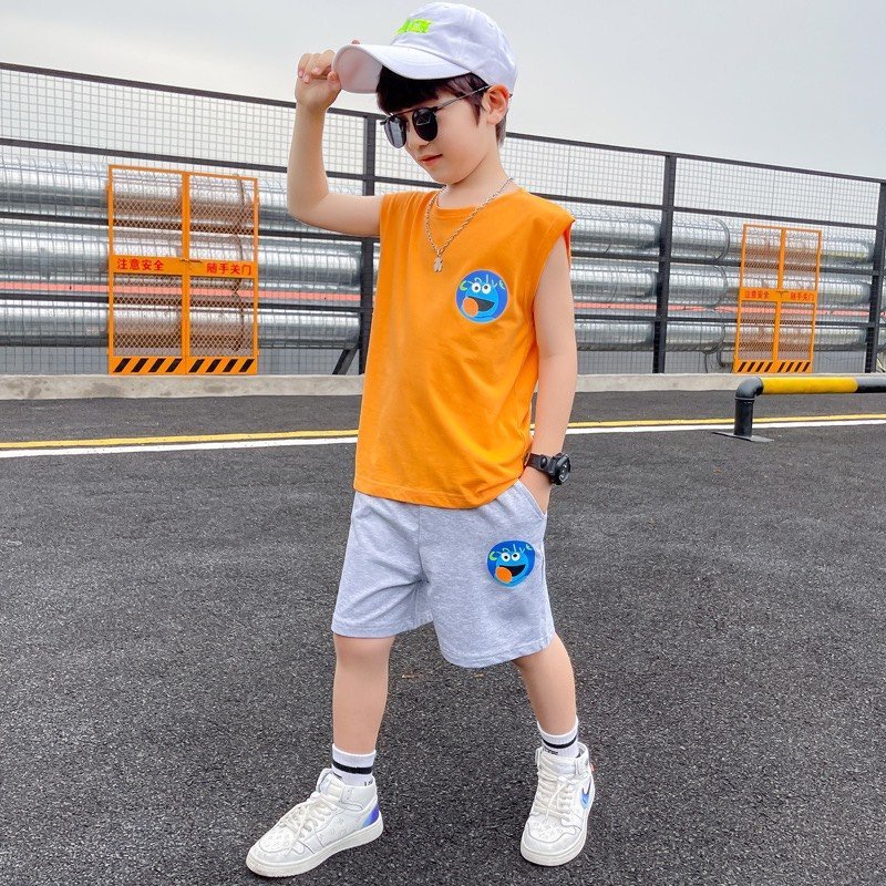 Bộ Hè Ba Lỗ Sát Nách MNOSTRE Cho Bé Trai, Quần áo bé trai từ 7-18kg sa