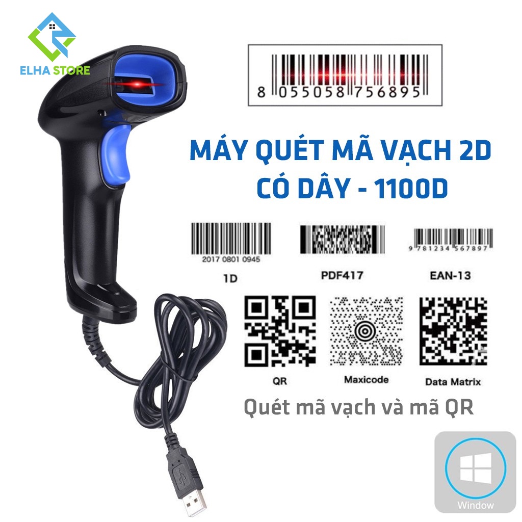 Máy quét mã vạch không dây YHD, máy scan mã vạch cầm tay Barcode 1D 2D chính hãng có bảo hành -  ELHA STORE