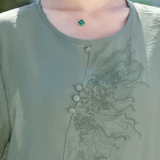 Áo Trung Niên Nữ A311, Kiểu Áo Sơ Mi Trung Niên Cho Mẹ Thêu Hoa Tay Ngắn Cổ Tròn | Thời trang Trung Niên NP Clothing