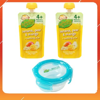 [2tặng1]Ăn dặm cho bé Chuối, Lê và Xoài tặng 1 chén thủy tinh cao cấp cho bé