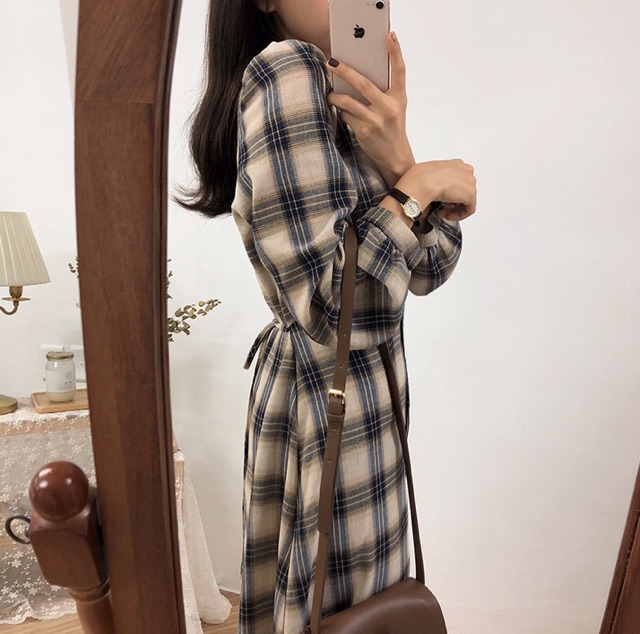 [Mã WAMT1505 giảm 10K đơn 0K] Váy dài họa tiết caro Ulzzang | BigBuy360 - bigbuy360.vn