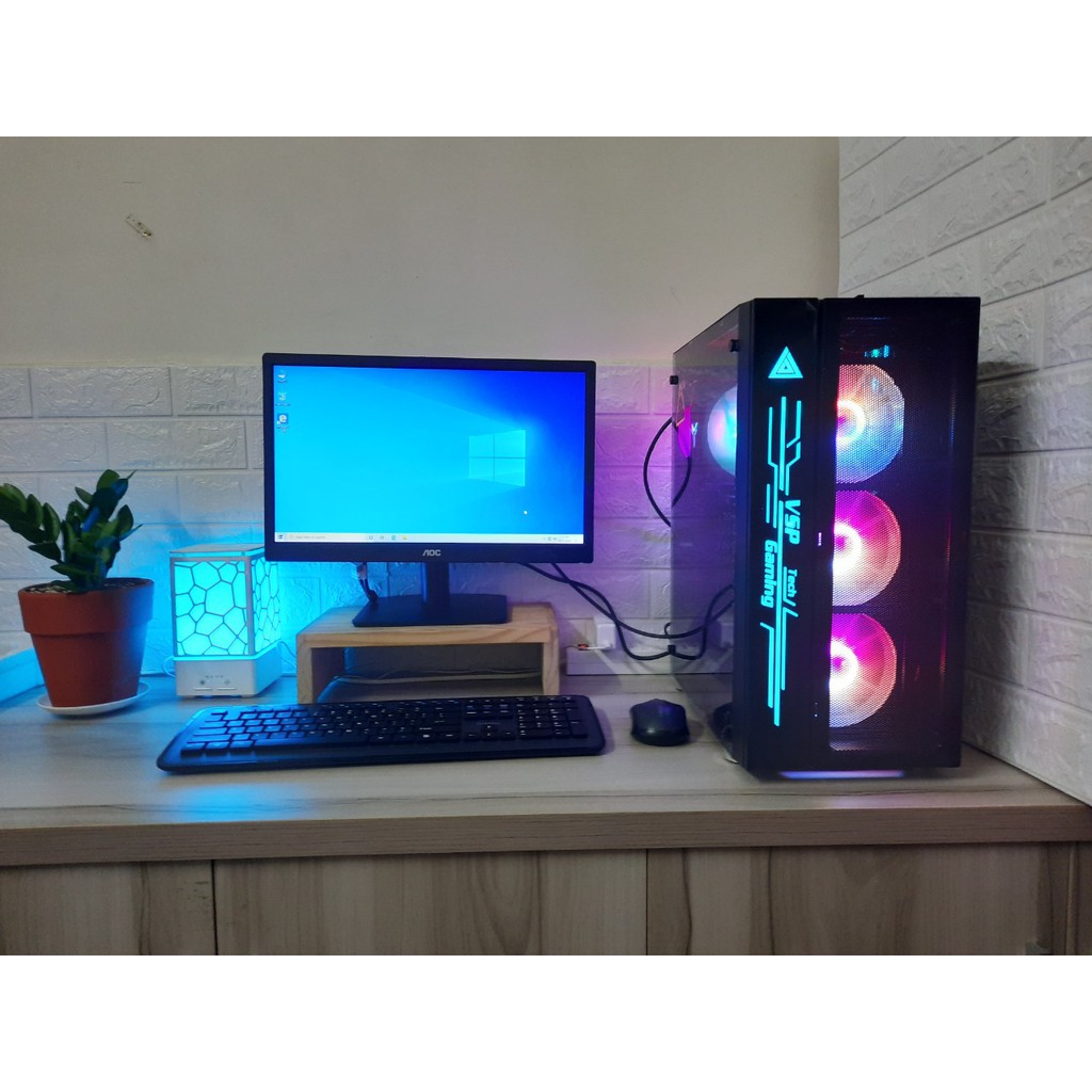 Trọn bộ máy tính bàn chơi game pupg mobile, cs go, gta v, fifa 4,LOL , thùng máy full led kèm bộ điều khiển fan led | BigBuy360 - bigbuy360.vn