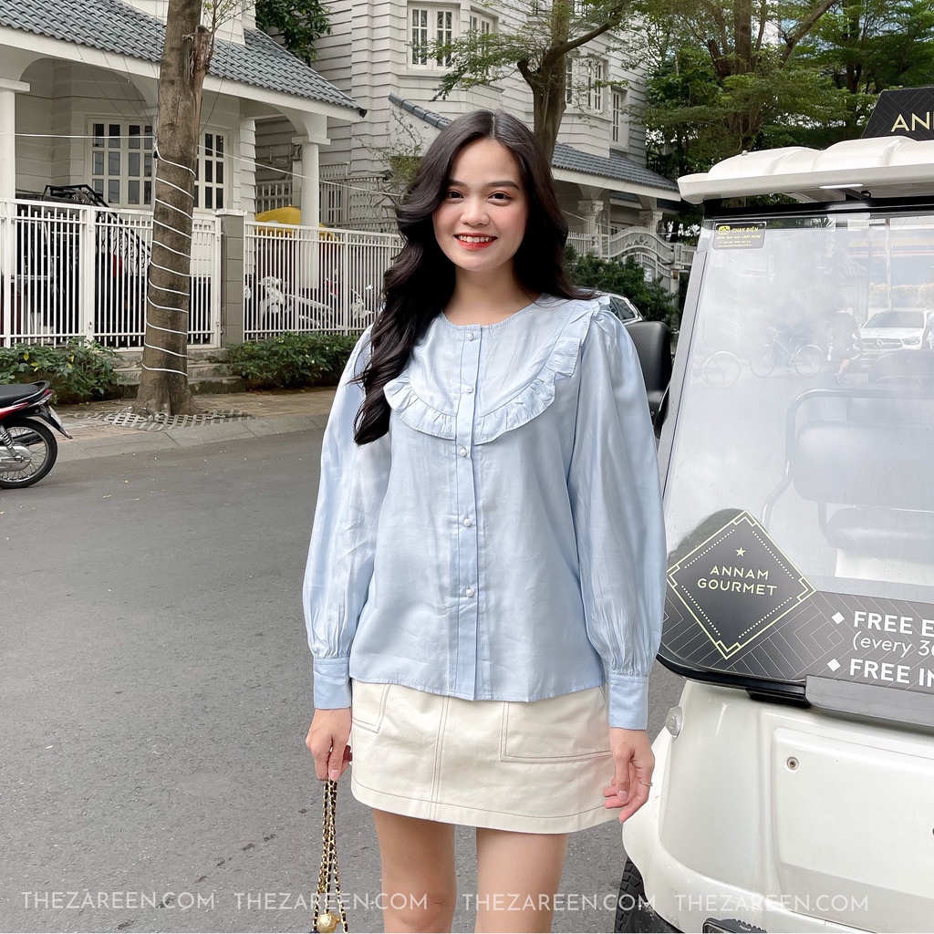 ÁO SƠ MI CỖ BÈO ZAREEN SOM51 XANH DƯƠNG
