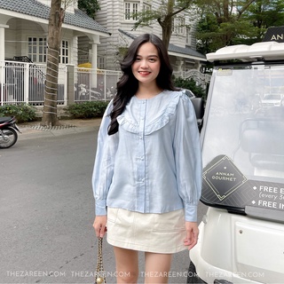 ÁO SƠ MI CỖ BÈO ZAREEN SOM51 XANH DƯƠNG