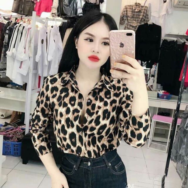 sơ mi lụa báo