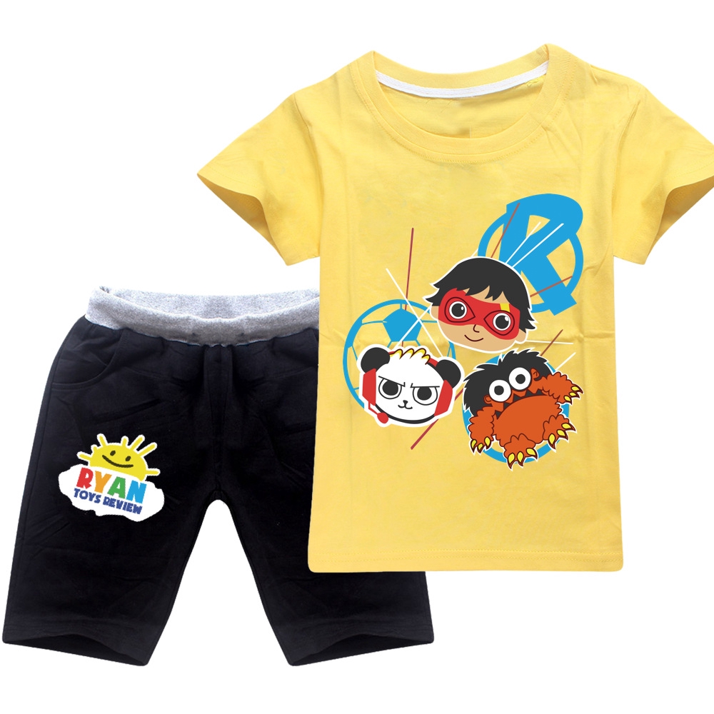 Bộ Áo Thun Tay Ngắn + Quần Short In Hoạt Hình Ryan Toy Review Thời Trang Mùa Hè 2020 Cho Bé Trai