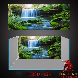 Tranh 3D Bể Cá Cảnh Mẫu Tranh Lưng Thác Nước Thủy Sinh - Tranh Bể Cá Sẵn Keo Dán - Tặng Kèm Bộ Dụng Cụ Dán