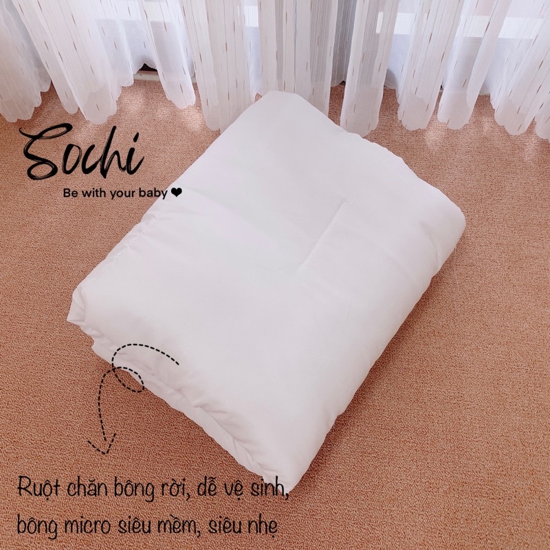 Chăn xô muslin có kèm ruột bông đắp 4 mùa họa tiết đáng yêu cho bé