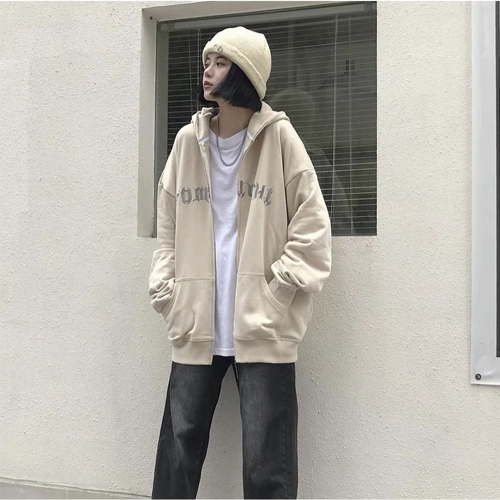 Áo Khoác Nỉ Chữ 3D Nữ, Áo Form Rộng Jacket Tay Bồng In Hình Vintage 3158 Đường Phố Hàn Quốc HOT