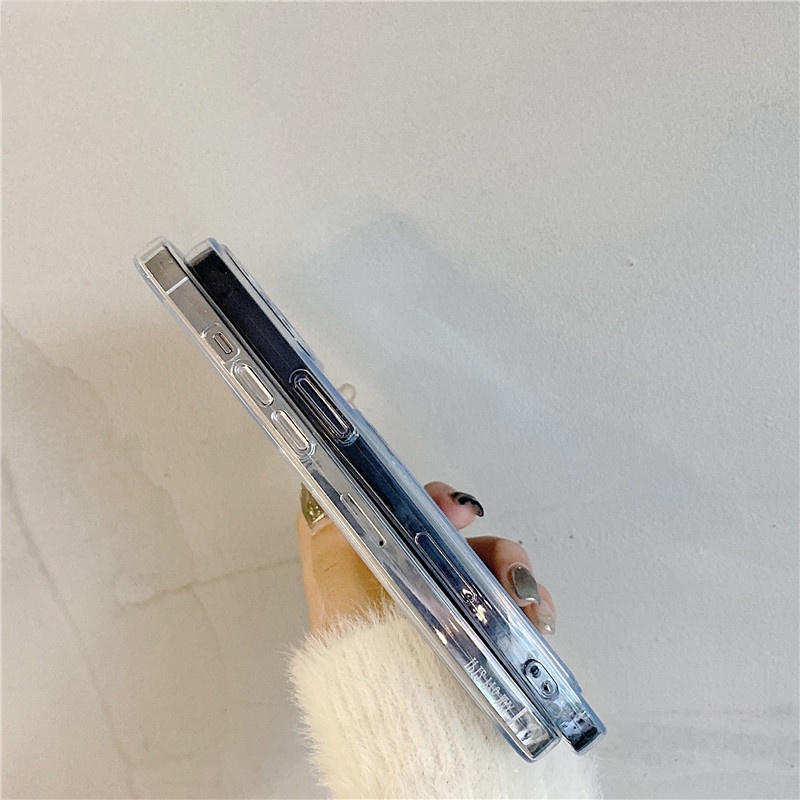 Ốp Điện Thoại Mềm Trong Suốt Màu Gradient Có Ngăn Đựng Thẻ Cho iPhone 14 13 11 12 Pro Max X XS XR 7 8 Plus SE 2020