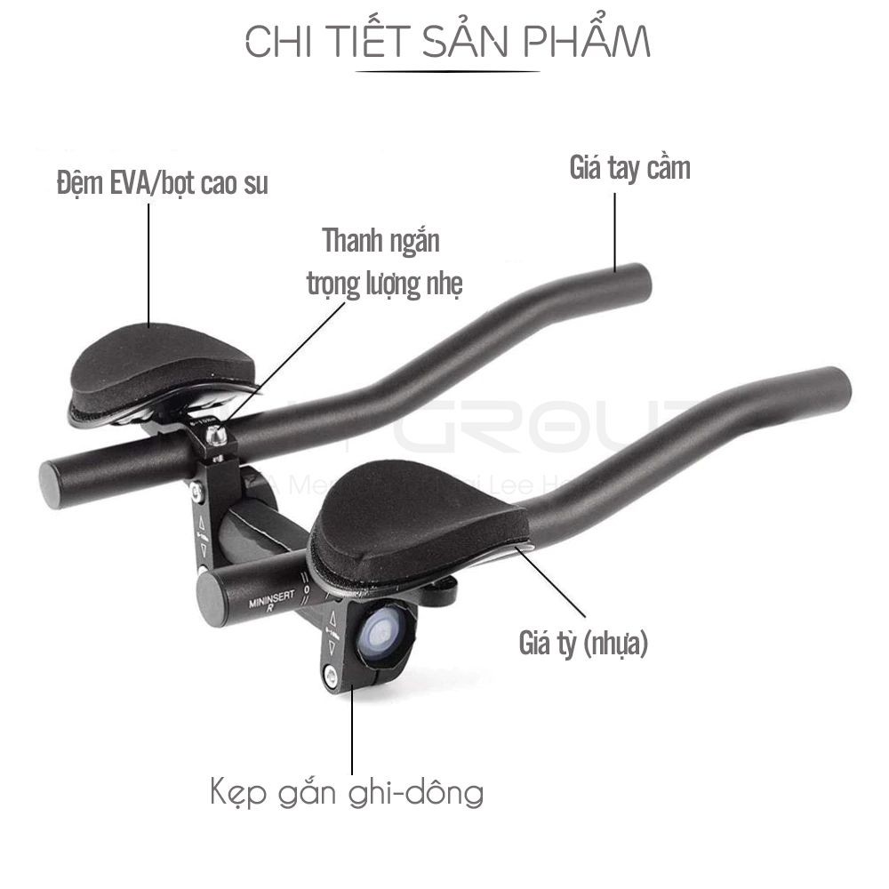 Tay Càng Chống Mỏi, Tay Nghỉ Gắn Ghi Đông Xe Đạp Hợp Kim Nhôm Trọng Lượng Nhẹ (Dài 34cm) MLH