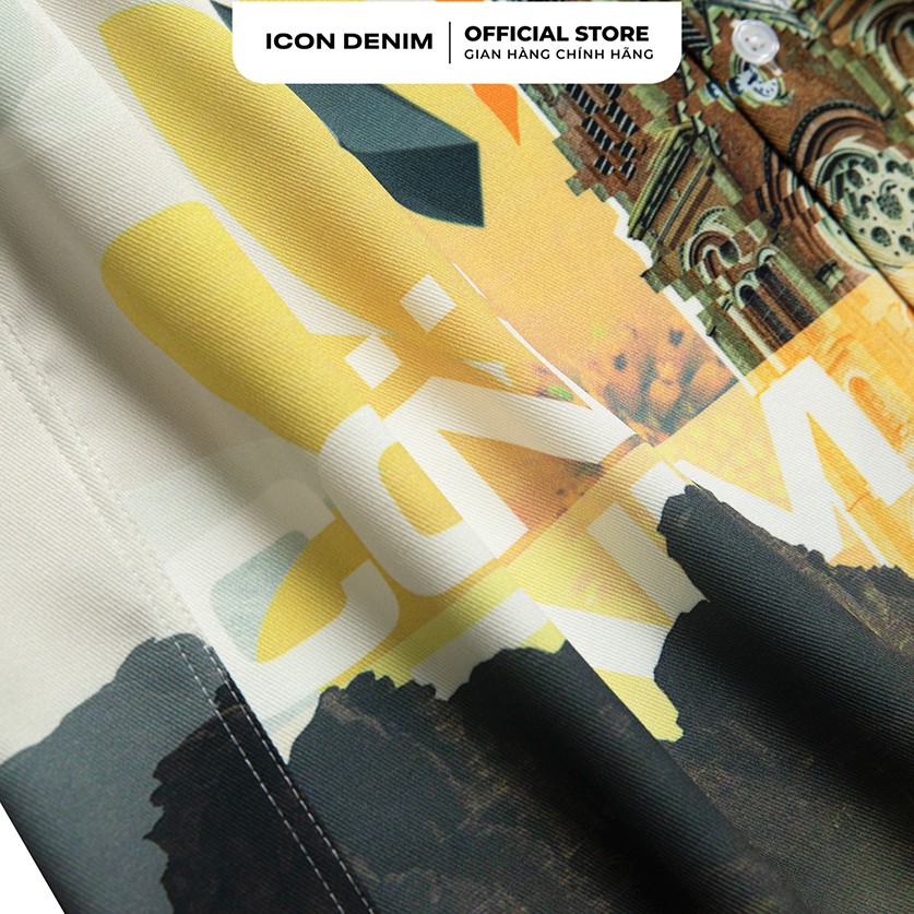 Áo Sơ Mi Tay Ngắn Họa Tiết ICON DENIM Duc Ba Church Landscape Phom Xuông Vải Dệt Chéo Mát Mẻ Ít Nhăn | BigBuy360 - bigbuy360.vn