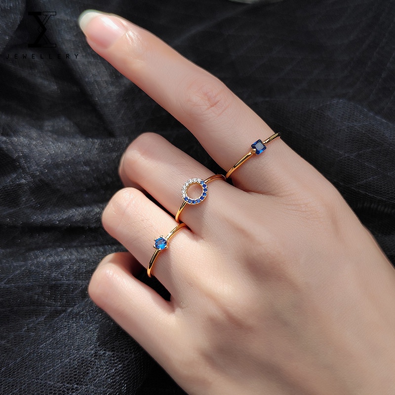 Nhẫn bạc Sterling 925 đính đá kim cương tròn thời trang cho nữ