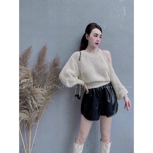 Áo len hở vai