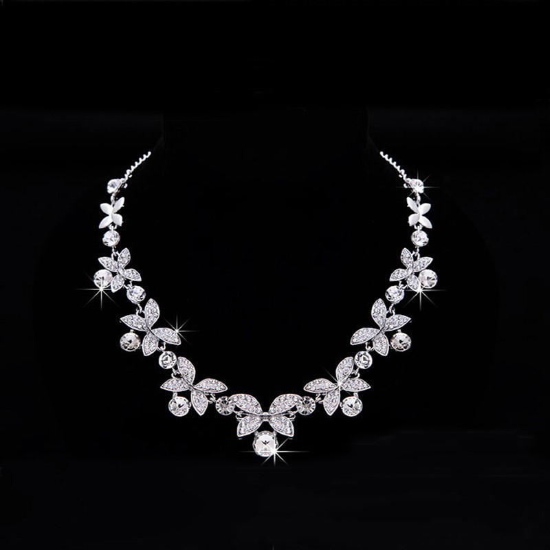 Bộ trang sức nữ cánh bướm đính ngọc trai nhân tạo cao cấp