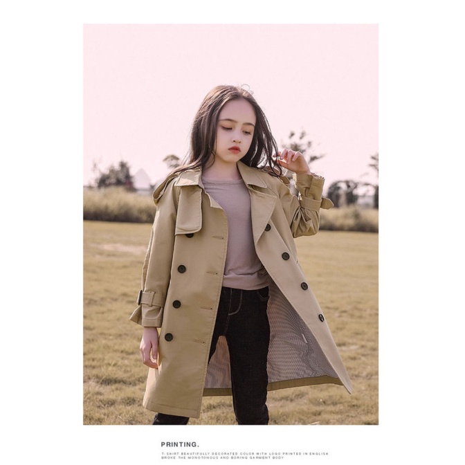 Áo Khoác Dáng Dài Phong Cách Anh Quốc Thời Trang Mùa Thu Dành Cho Bé Gái 2022