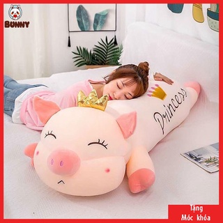 Gấu Bông Heo Vương Miệng Nằm - Gối Bông Lợn Nằm size to 1m2 siêu mềm mịn  đàn hồi đa chiều-  𝐁𝐔𝐍𝐍𝐘