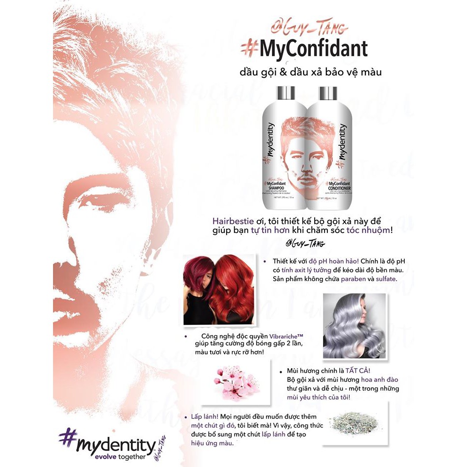 Dầu gội xả chăm sóc tóc màu MYCONFIDANT MyDentity 1000mlx2