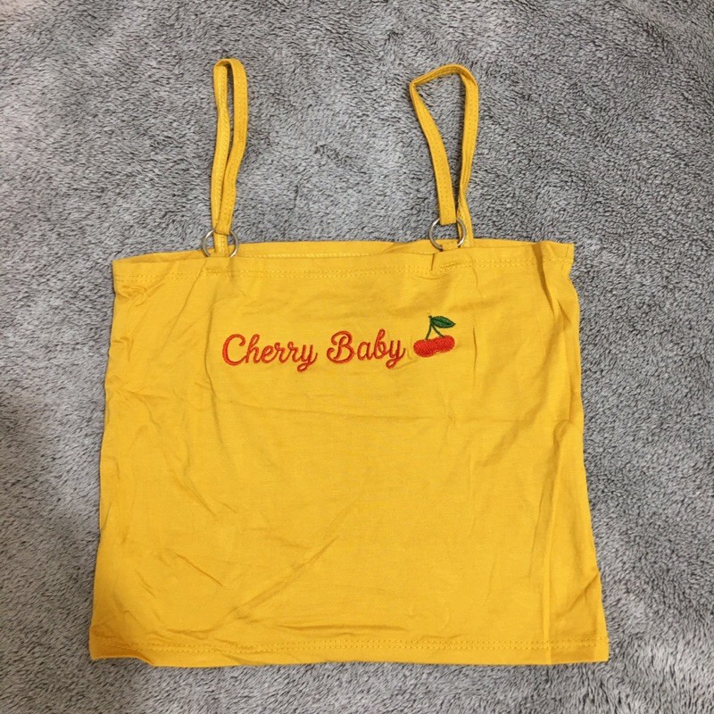 Áo 2 dây thêu cherry baby, áo 2 dây khoen, áo croptop