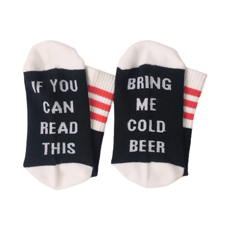 Youyo Vớ Họa Tiết Sọc Vui Nhộn Mới Lạ In Chữ If You Can Read This Bring Me Coffee