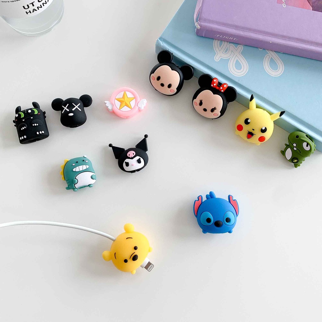 Phụ Kiện Bảo Vệ Đầu Dây Cáp Sạc 18w / 20w Hình Khủng Long Dễ Thương Bằng Silicon Sự Bảo Vệ