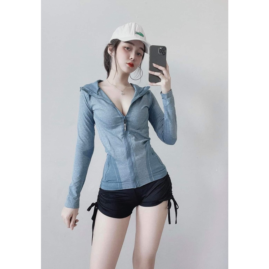 [Size M, L, XL] Áo Khoác Thể Thao Nữ Ôm Body. Size M L. Có 2 Túi Ngoài Dây Kéo [MTC.DV21]