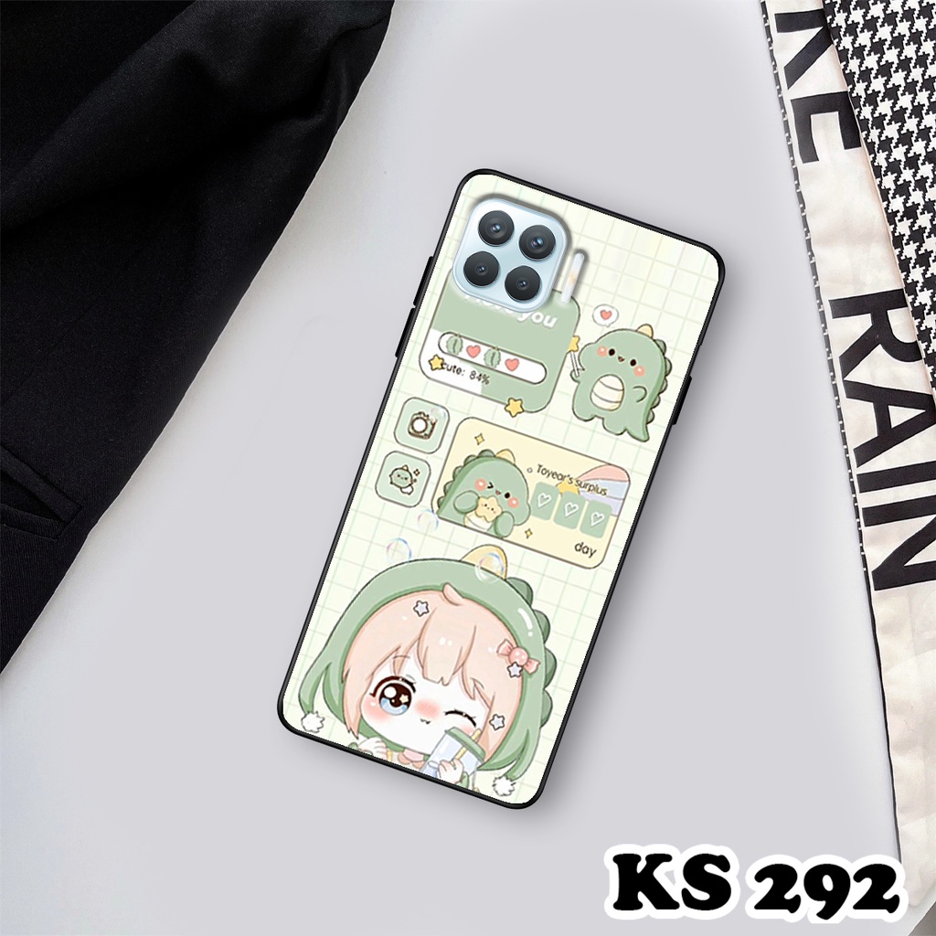 Ốp lưng Oppo A93 - Oppo A73 - Ốp in hình khủng long DinoCute - Lưng nhám viền TPU