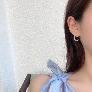 Bông Tai Bạc Hàn Quốc Đính Hạt Trai Ruby De Min
