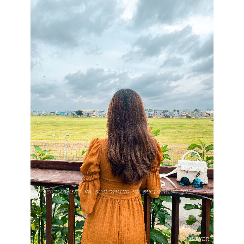 OLIVER DRESS- Đầm xòe tay phồng