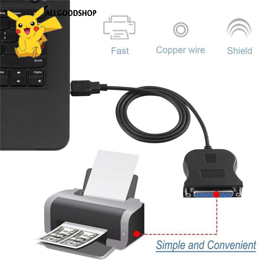 111all} Black USB to 25 Pin DB25 Parallel Printer Cable Adapter Cord Converter