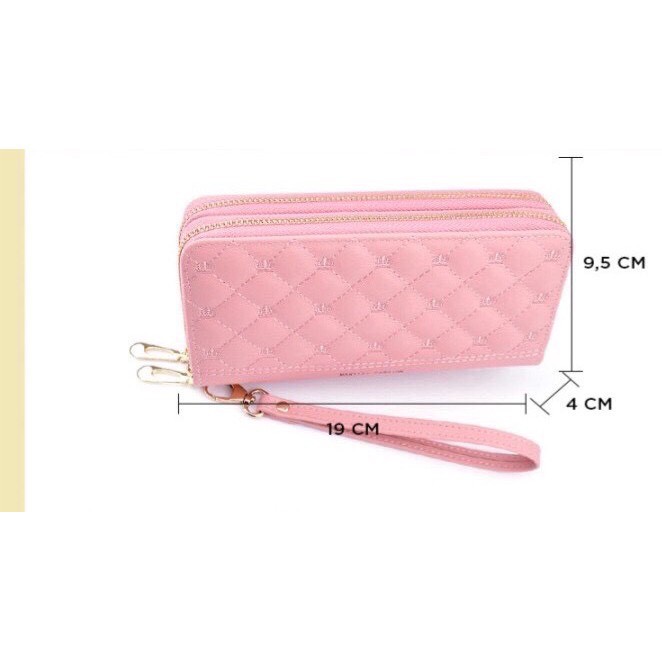 Ví Nữ Dài Thời Trang Kẻ Caro 2 Khoá Kéo Nhiều Ngăn Đựng Tiền,Đựng Thẻ Tiện Lợi NEW-0008 chất liệu bền đẹp
