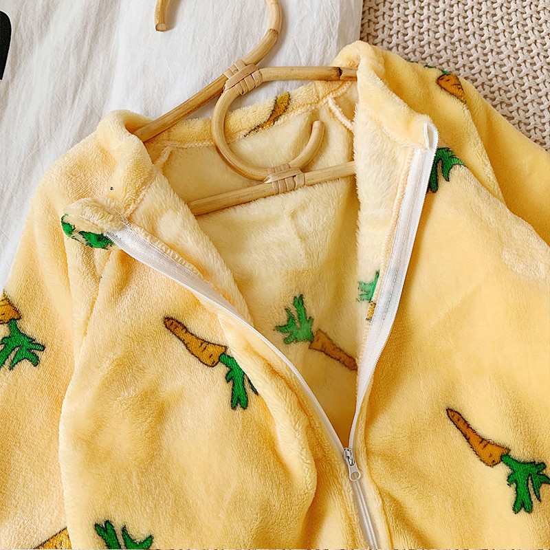 Jumpsuit tay dài hoạ tiết hoạt hình phong cách Hàn Quốc giữ ấm cho bé gái