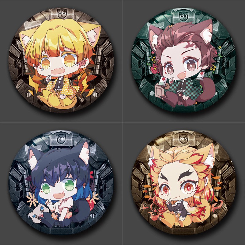 Huy hiệu cài áo in hình Kimetsu no Yaiba - Thanh Gươm Diệt Quỷ anime chibi m09