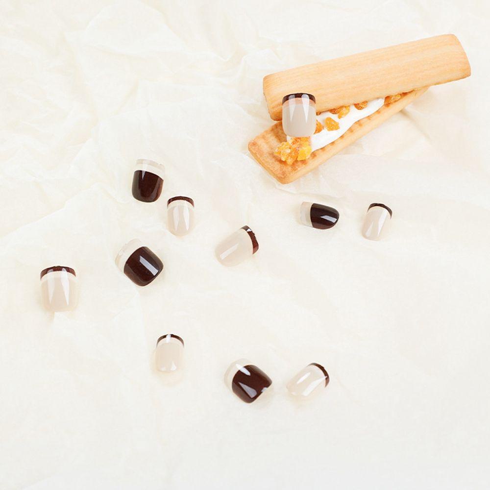 Hộp 24 Móng Tay Giả Ngắn / Tròn / Vuông Đính Kim Sa Lấp Lánh