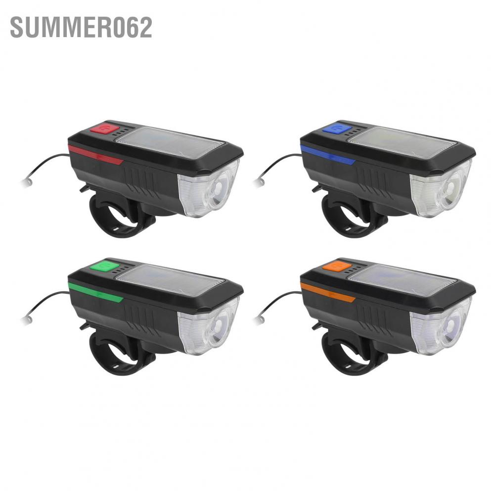 Summer062 Bike Light Set USB Rechargeable Super Bright Front Headlight with Horn for Night Riding