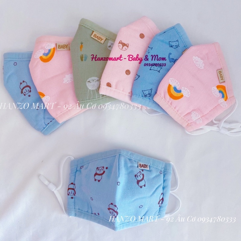 Khẩu trang sợi tre cho bé 3D xuất Hàn với 4 lớp chống bụi Có nút chỉnh quai đeo