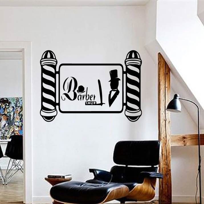 Decal Trang trí Barber, Salon cắt tóc, thu hút khách hàng, tăng doanh thu, tạo điểm nhấn cho cửa tiệm P4