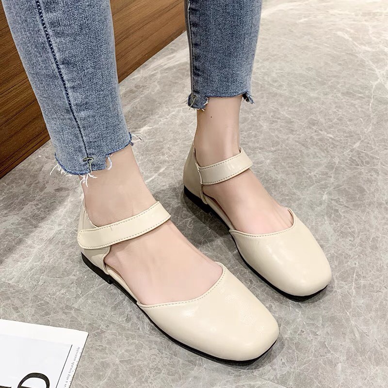 Giày Sandal Quai Bản Bít Mũi 2P Dáng Trơn E5