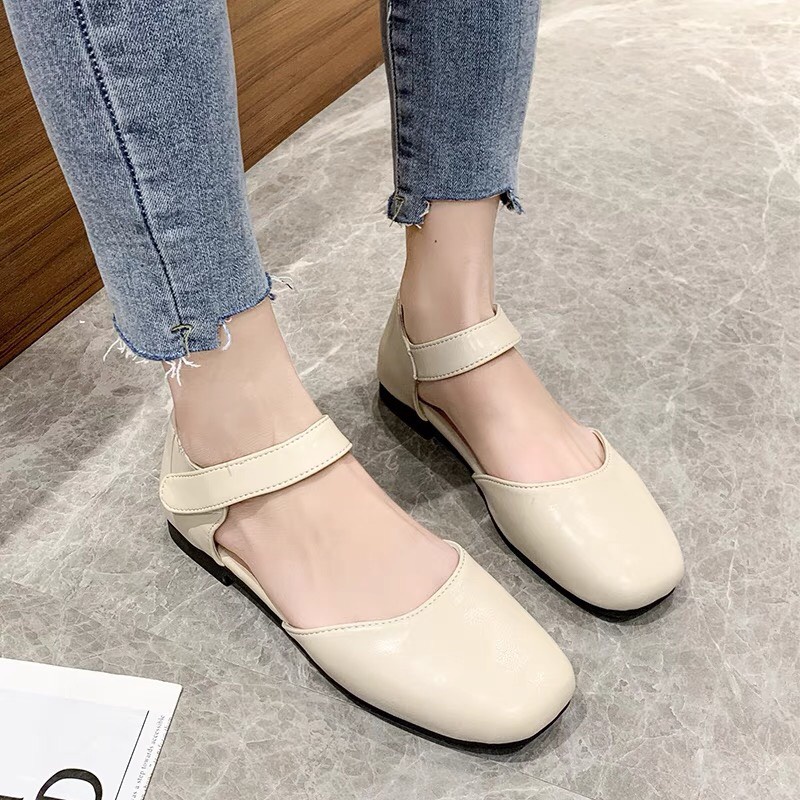 Giày Sandal Quai Bản Bít Mũi  Dáng Trơn E5