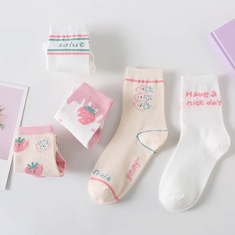 Combo 5 đôi tất vớ nữ cổ ngắn - vớ nữ cổ ngắn phong cách Nhật Hàn đáng yêu N1