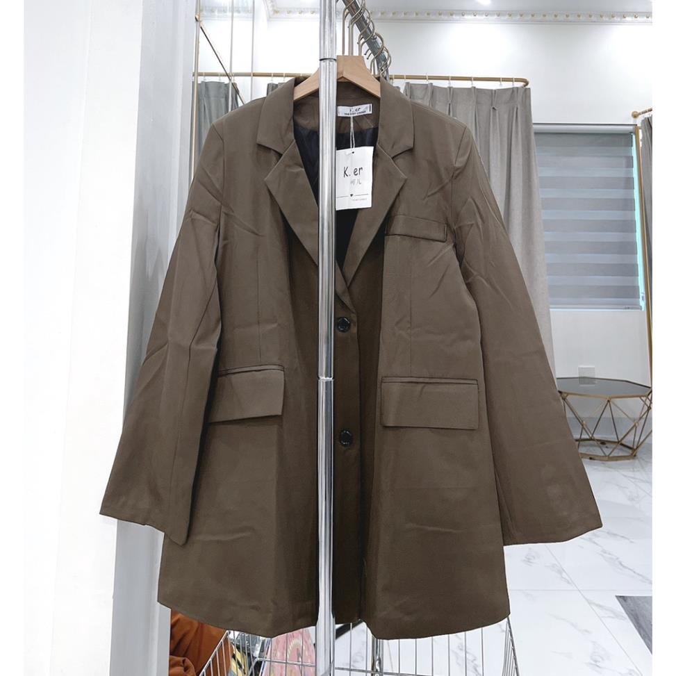 [ẢNH THẬT]Áo blazer Xẻ Tay sang chảnh trơn Khoác Dạ Dáng Dài - dáng suông rộng trượt vạt bầu dáng rộng- áo khoác vét