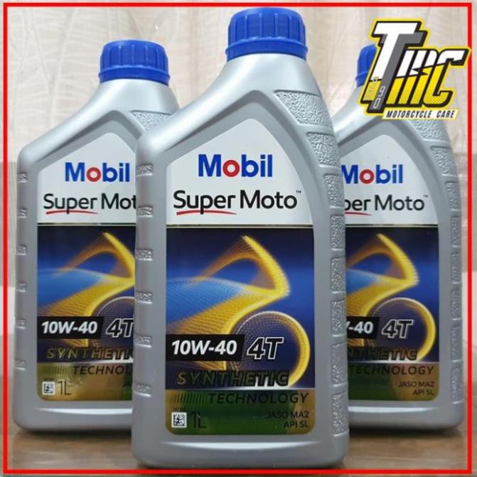 [Rẻ Vô Địch]  Nhớt Tổng Hợp Cho Xe Số Mobil Super Moto 4T 10W-40 1000ML Made in Singapore