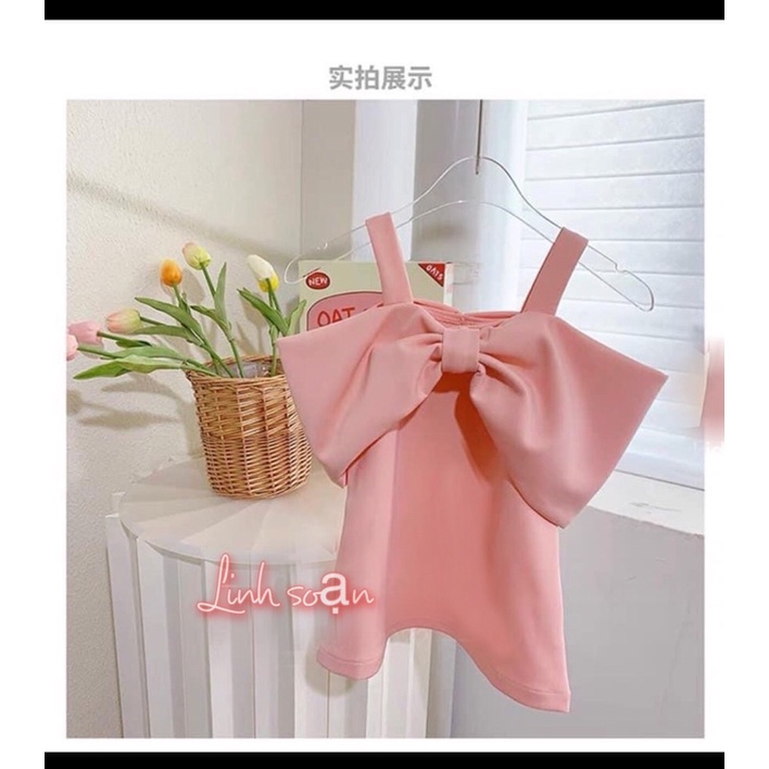 Váy tiểu thư phối nơ trước ngực siêu chất siêu xinh cho bé