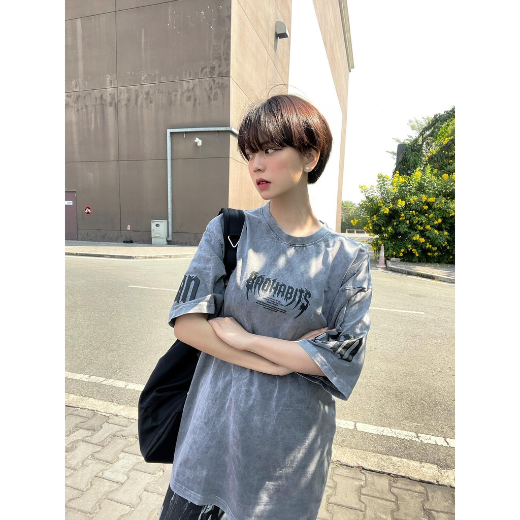 Áo Thun Unisex Bad Habits Label Washed 100% Cotton - Local Brand Chính Hãng | BigBuy360 - bigbuy360.vn