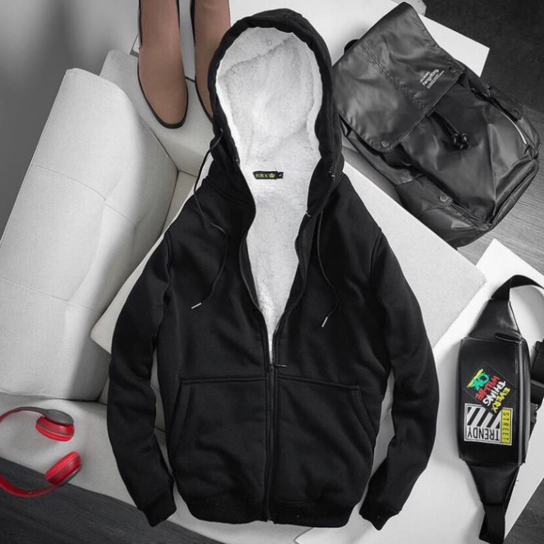 Áo đôi Hoodie nam nữ unisex form rộng trơn lót lông trắng đen có mũ đẹp chất nỉ phong cách trẻ trung Hàn Quốc New * !  ྇ | BigBuy360 - bigbuy360.vn