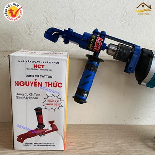 Kéo cắt tôn gắn máy khoan - Lưỡi Cắt Tôn Nguyễn Thức - Lưỡi cắt sắt, inox dày 1,3 ly - Dụng cụ cắt tole - Bộ kit cắt tôn