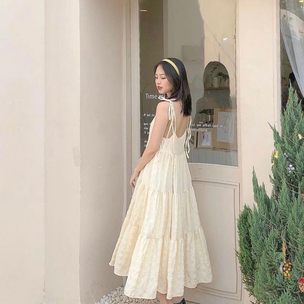 Váy Đầm Babydoll Hai Dây Dáng Dài Chất Vải Đũi Hàn Thoáng Mát, Váy Hai Dây Dáng Dài | BigBuy360 - bigbuy360.vn