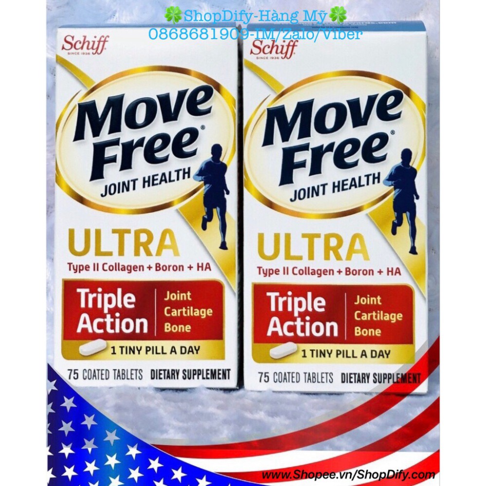 Viên Uống Bổ Sụn, Xương, Khớp Schiff MOVE FREE ULTRA Triple Action Hộp 75 Viên