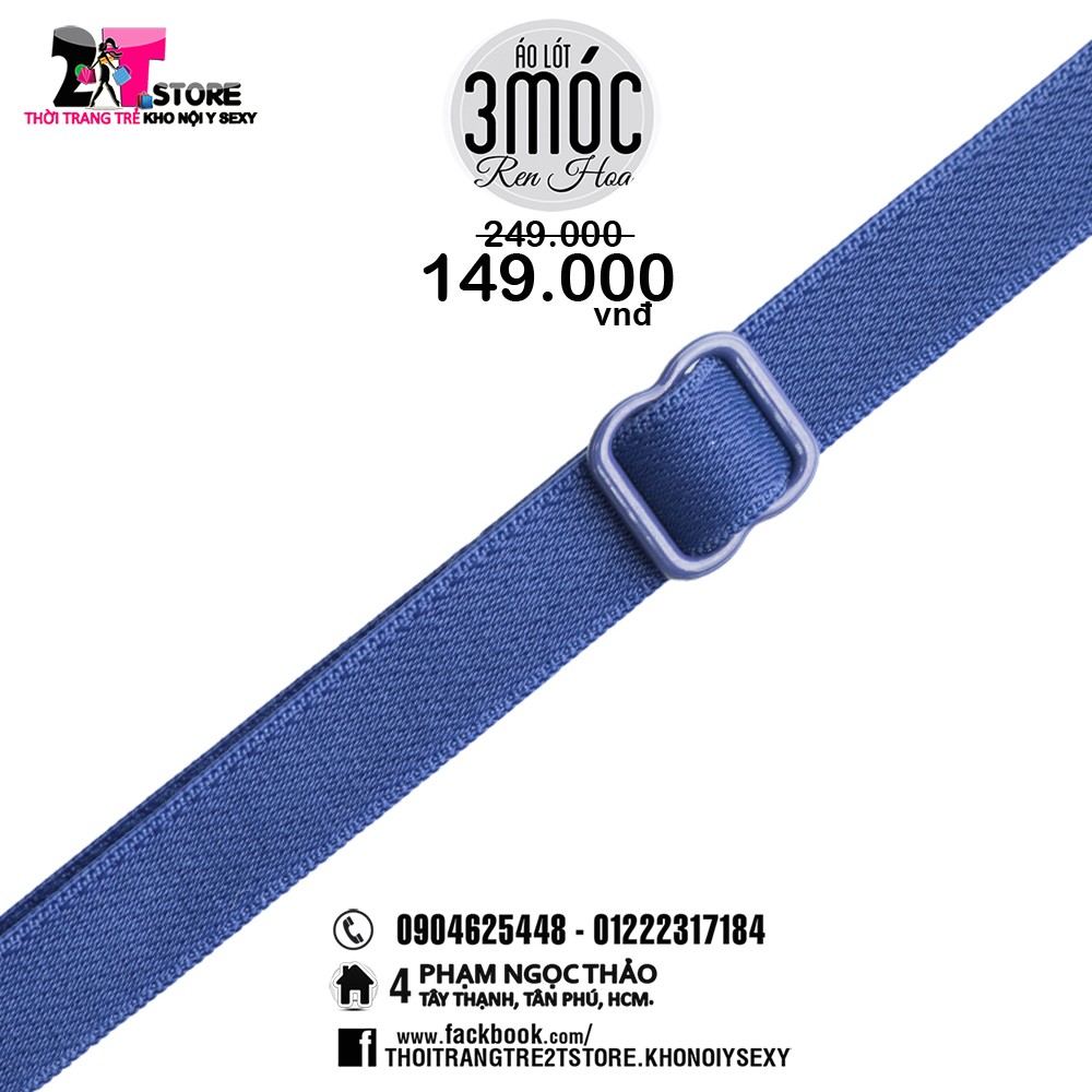 Áo Nâng Ngực Cotton 3 Móc Phối Ren (Xanh Dương)