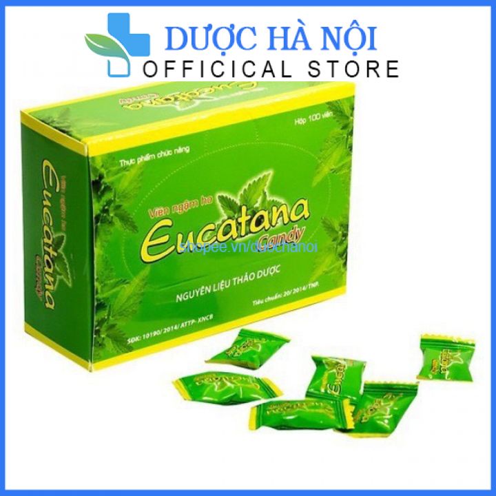 Hộp 100 viên Viên ngậm ho thảo dược Eucatana giáp giảm ho ấm họng ngừa viêm họng